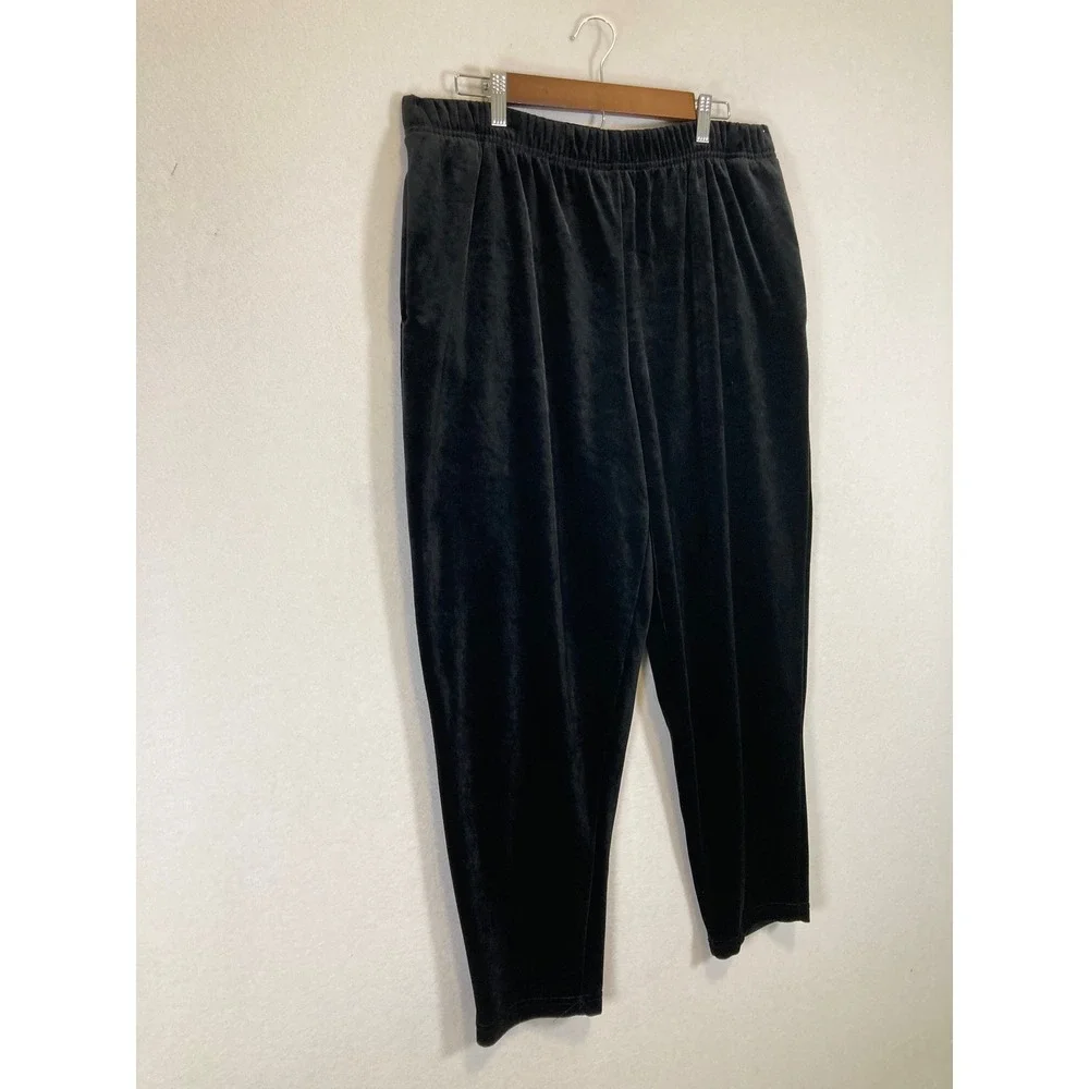 Vintage Jaclyn Smith Sport Womens Large‎ Black Velour High Waist Tapered Pants